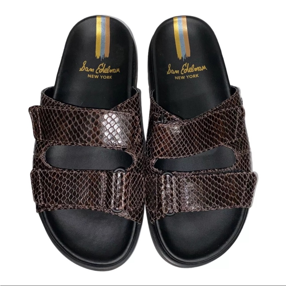 Sam Edelman Sandals Women’s Eliana Chunky Leather Brown Sandel NEW - Picture 2 of 8